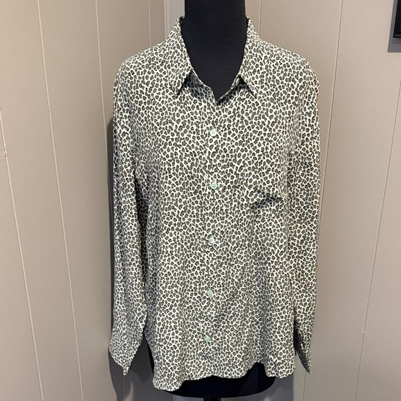 Equipment Tops - B36 Equipment Women's Large Leopard Print Button-Down Shirt